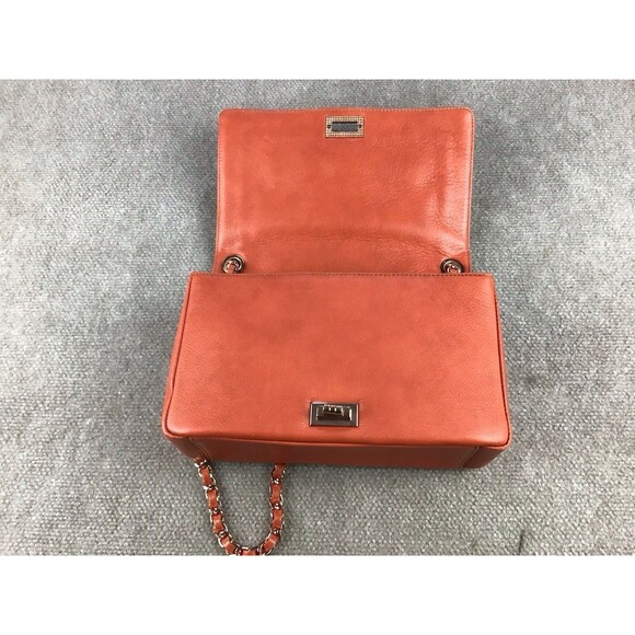 Valentino Milano Shoulder Bag Women Dark Orange Diamond Quilted Leather Strap
